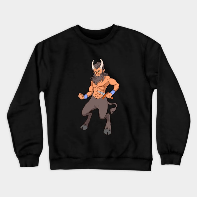 Half man - Half goat - Satyr Crewneck Sweatshirt by Modern Medieval Design